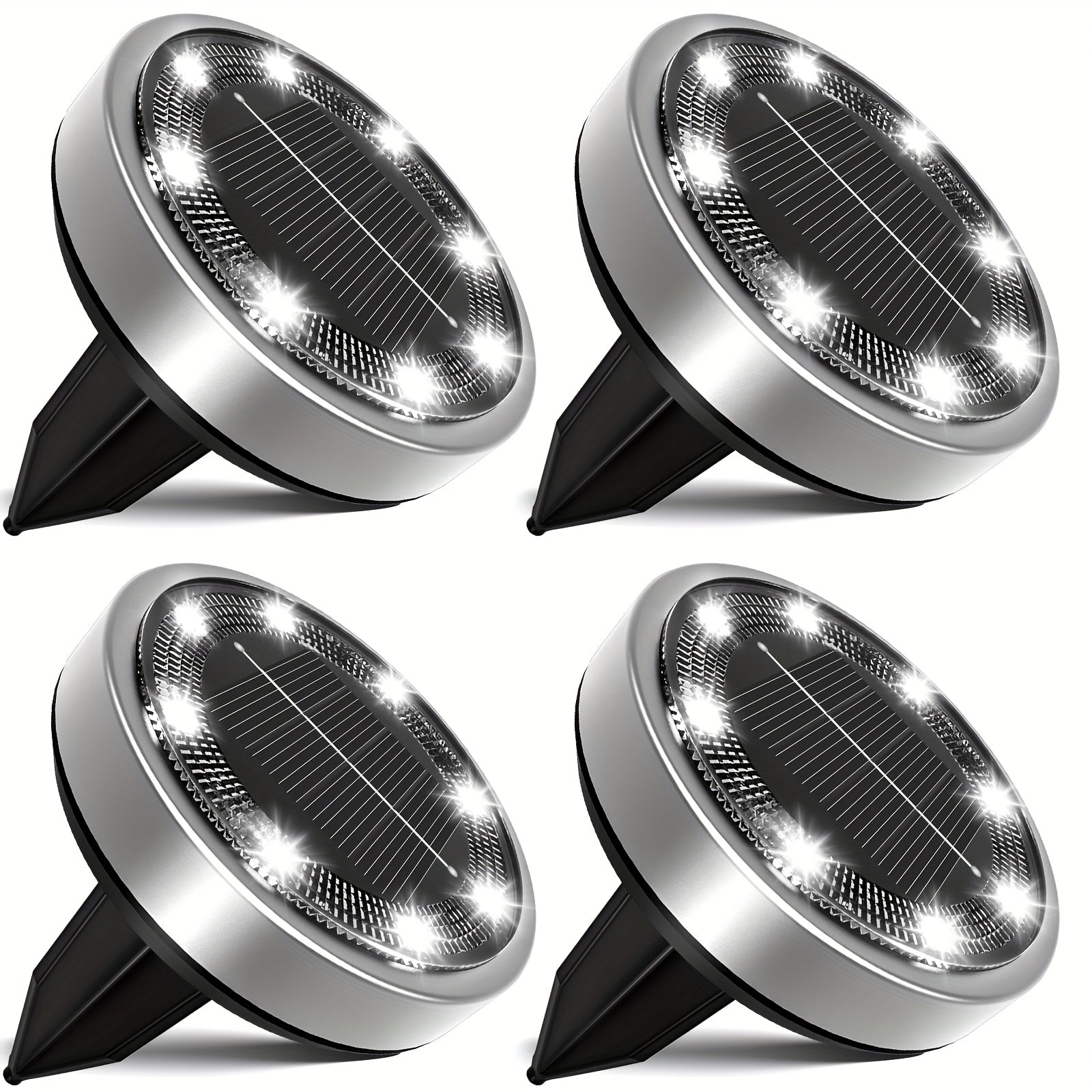 4/5/6/10/12/20pcs 8LED Super Bright Solar In-Ground Light (Regular/Mini Style) Outdoor IP44 Solar Powered Ground Light, Perfect for Garden, Backyard, Stairs, Pool, Walkway, Driveway, Pavement, Flower Bed, Auto On/Off, Easy Installation