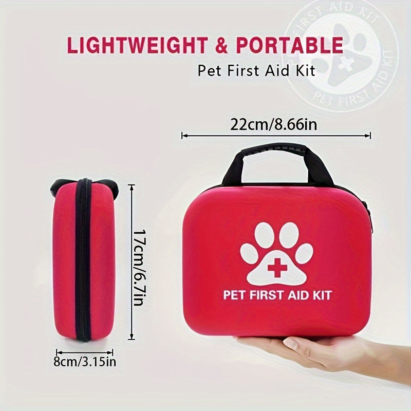 宠物急救包：狗狗和猫咪专用，便携式急救箱，包含紧急用品、宠物急救指南、驱蚤药、生存毯等，适合徒步、露营、背包旅行和狩猎等户外活动，配件齐全