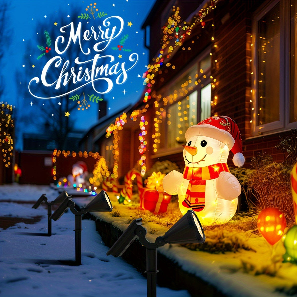 4-pack solar spotlight outdoor IP65 waterproof, flag accent lighting, solar Halloween decorative light, outdoor tree, house, yard, garden, landscape spotlight for Christmas decoration (cool/warm light)