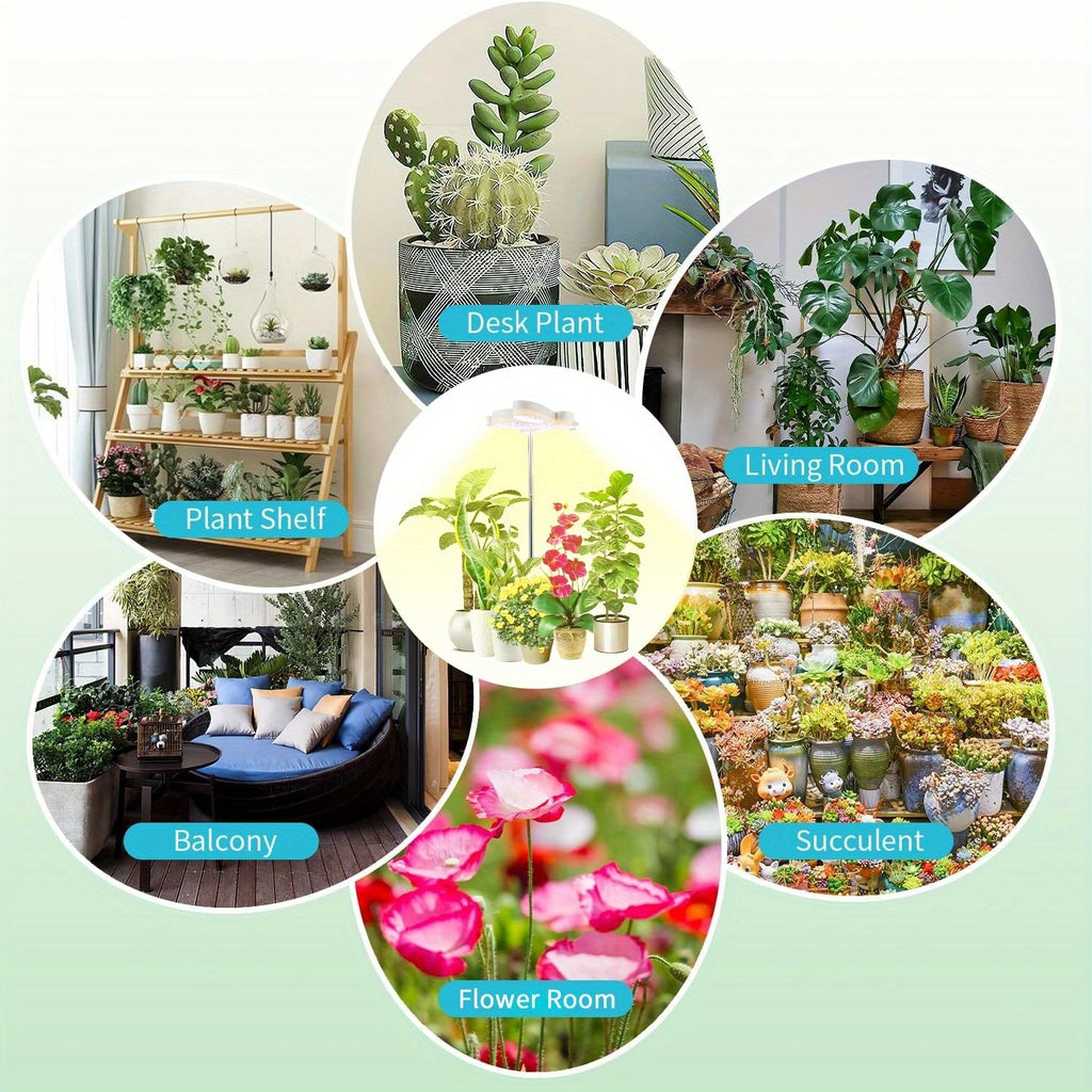 Cute Bee Shaped Plant Grow Light, 5 Brightness Levels & 4 Timer Options, Height Adjustable, Available with Ground Stake or Acrylic Stand