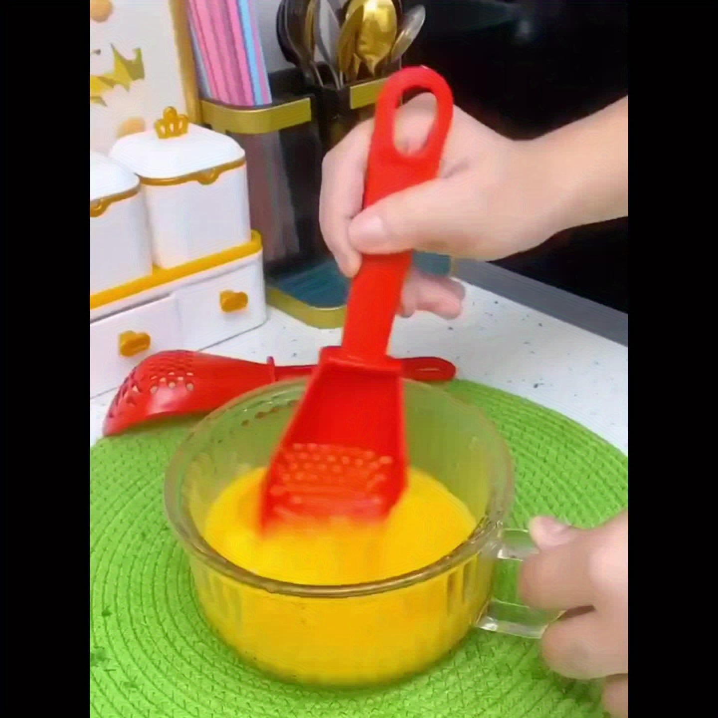 1 or 3 Pack 7-in-1 Multipurpose Kitchen Tool - Garlic Mincer, Egg Beater & Separator, Potato Masher with Strainer & Spatula | Space-Saving Utensil for Baking & Salad Prep (Dishwasher Safe)