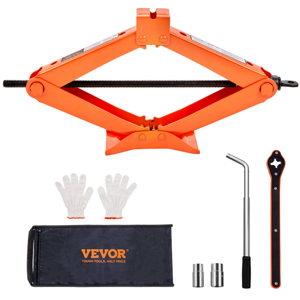 VEVOR Scissor Jack, 2.5 Ton/5512 lbs Scissor Car Jack, 3.7"-17.1" Lifting Range, Includes Ratcheting Handle and L-Wrench, Portable Tire Jack for Cars, Trucks, MPVs