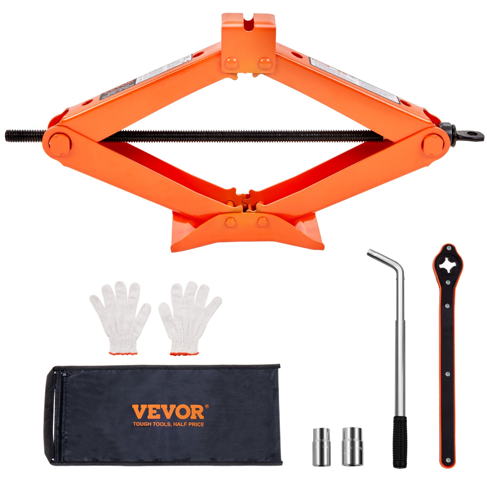 VEVOR Scissor Jack, 2.5 Ton/5512 lbs Scissor Car Jack, 3.7"-17.1" Lifting Range, Includes Ratcheting Handle & L-Wrench, Portable Tire Jack for Cars, Trucks, MPVs