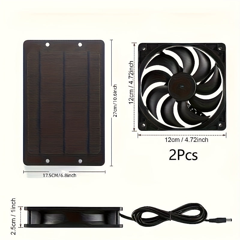 Rcl Solar Fan, Equipped with Two Solar Powered Fans, Designed for Ventilation and Air Circulation in Outdoor Places Such as RVs, Campsites, Pet Sheds, Windows, Chicken Coops, Greenhouses and Sheds