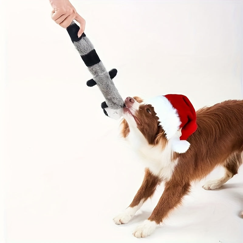 1件装吱吱叫毛绒狗狗玩具,狐狸/浣熊/松鼠,适合中型犬
