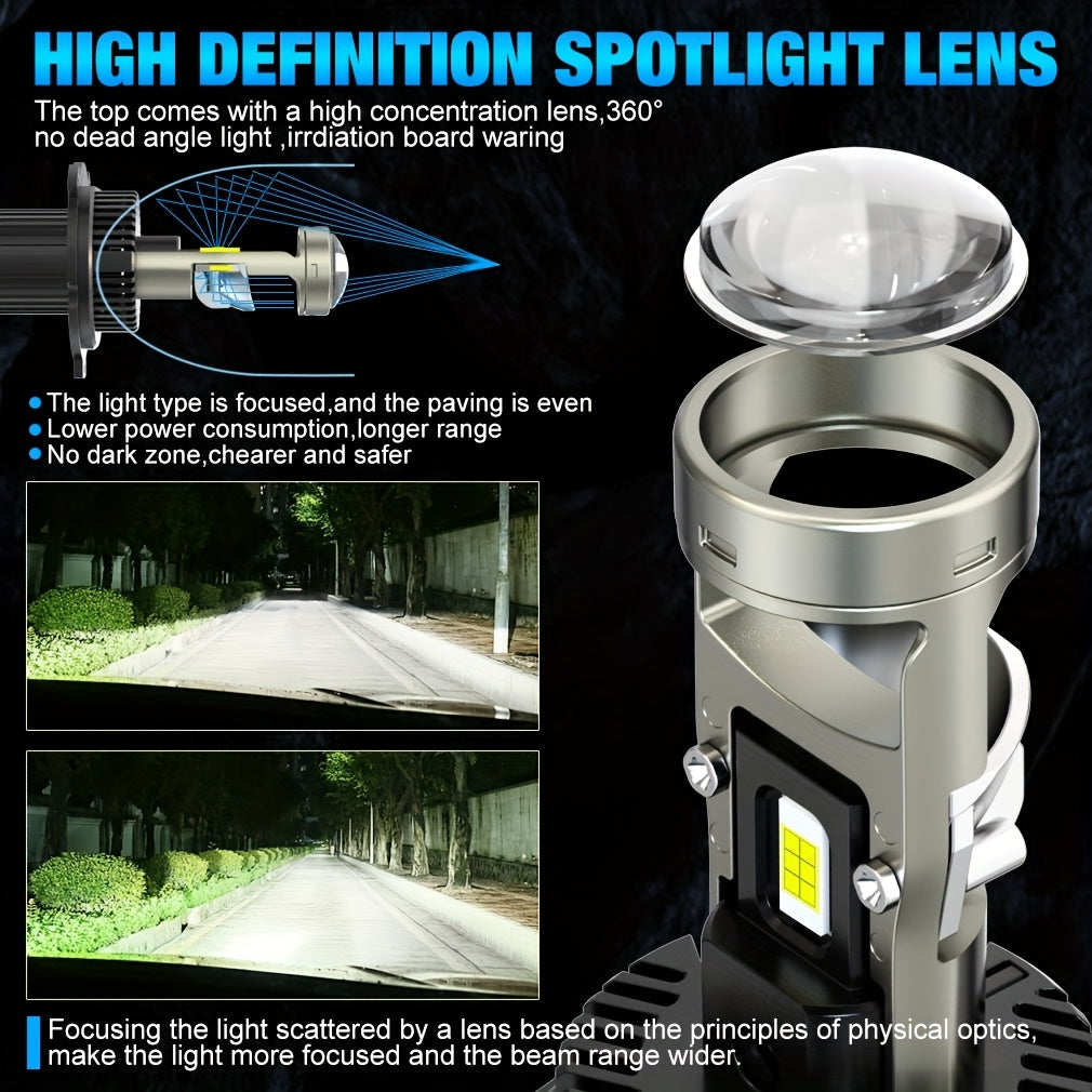 S&D High/Low Beam 150W H4 H7 LED Car Lens Headlight Bulbs, 40000LM H11 9005 HB3 9006 HB4 Car Lens Lights, Turbo LED Lights, Super Bright Car Headlights, Plug-and-Play, 12V, with Canbus, 2-Pack