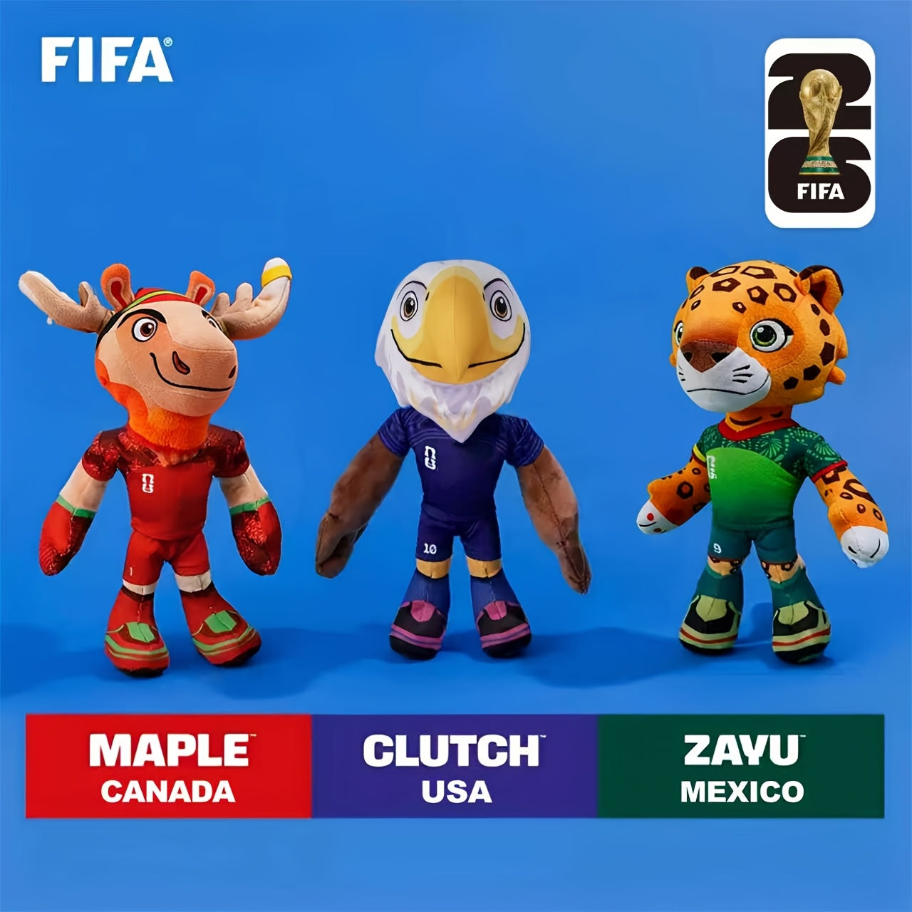 FIFA 2026 年国际足联世界杯官方授权 可爱吉祥物毛绒公仔枫叶扎尤吉祥物周边 狗狗发声玩具