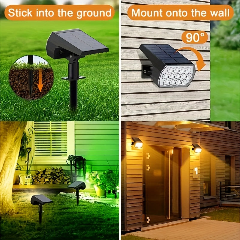 6-Piece Solar Courtyard Light IP65 Protection Rating 7 Lighting Modes RGB Color Changing Solar Landscape Spotlight 13 LED Warm White Light Garden Light – Perfect Choice for Halloween Christmas Decoration
