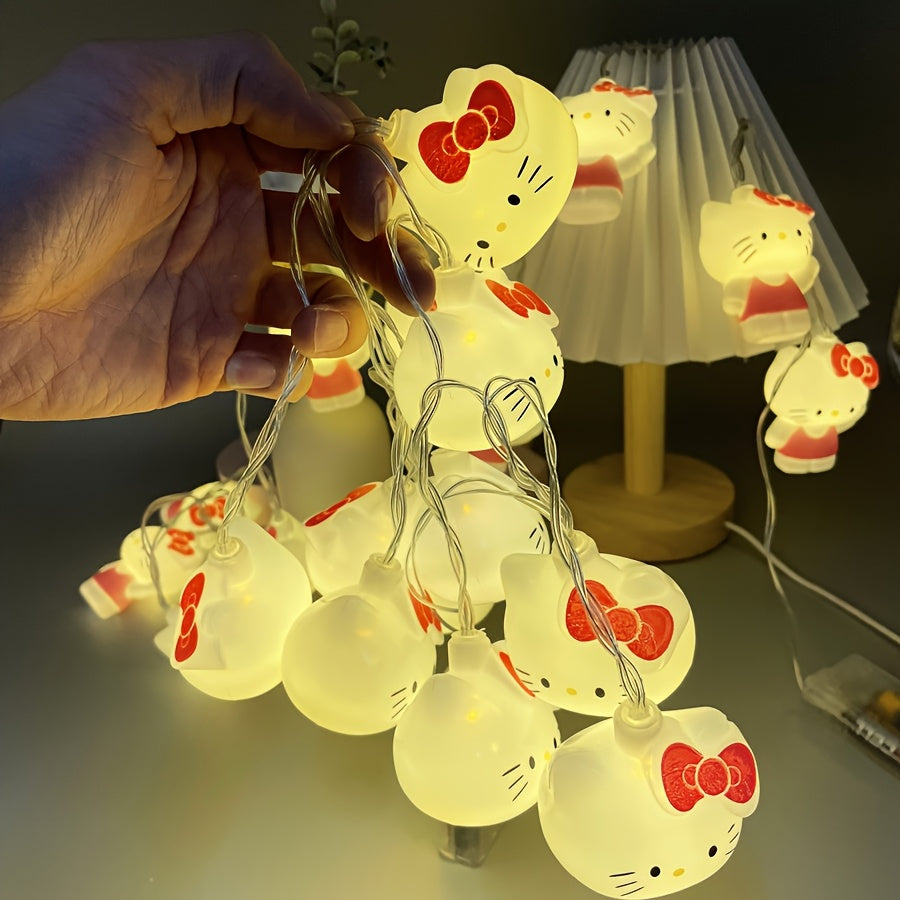 Sanrio Hello Kitty 10燈 Cinnamoroll 卡通 LED 燈串 - 適合慶祝活動、生日和懸掛裝飾的趣味裝飾 - 適用於戶外露營、室內裝飾、萬聖節居家造型、派對禮物、聖誕節禮物