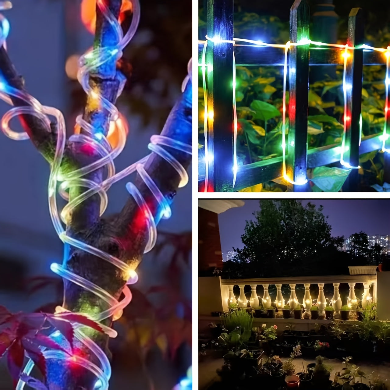 Solar LED tube light, 8 modes optional - 50/100/200/300 LED beads, new spring design, compatible with flexible wiring, specially designed for garden, wedding, Christmas decoration, supports solar charging