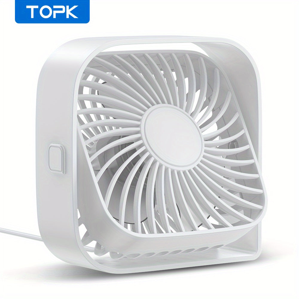 TOPK Personal Desktop Fan, 3-Speed 4-Inch Small USB Portable Fan, USB Plug-In Mini Cooling Fan, 360° Rotatable Quiet Desktop Fan, Ideal for Home Office Bedroom Dorm Indoor Outdoor Summer Gifts