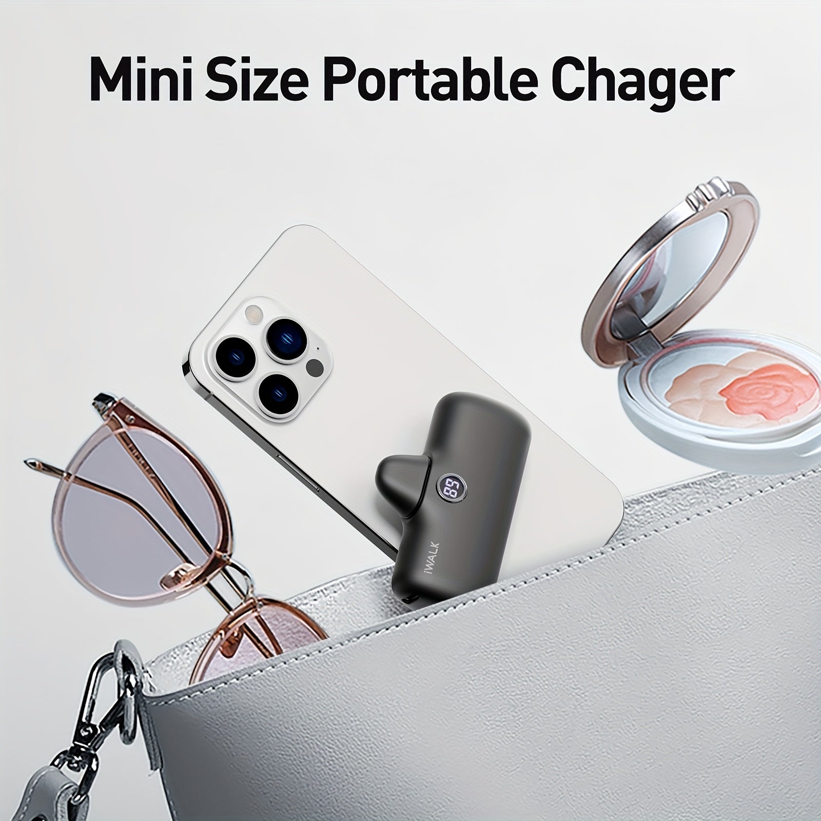 迷你膠囊行動電源，4800 MAh 超薄輕巧手機充電器，可愛行動電源機上充，適用於 IPhone 14/ 13/ 12/ 11/ X/ 8/ 7/ 6 接口