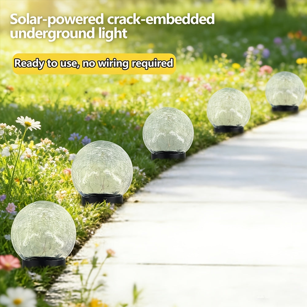 Solar Cracked Glass Sphere In-Ground Light, Outdoor Courtyard Lawn Ground Insert Light, Indoor Tabletop Ambient Decorative Light, Waterproof Landscape Light, 2-in-1 Solar Powered Night Light