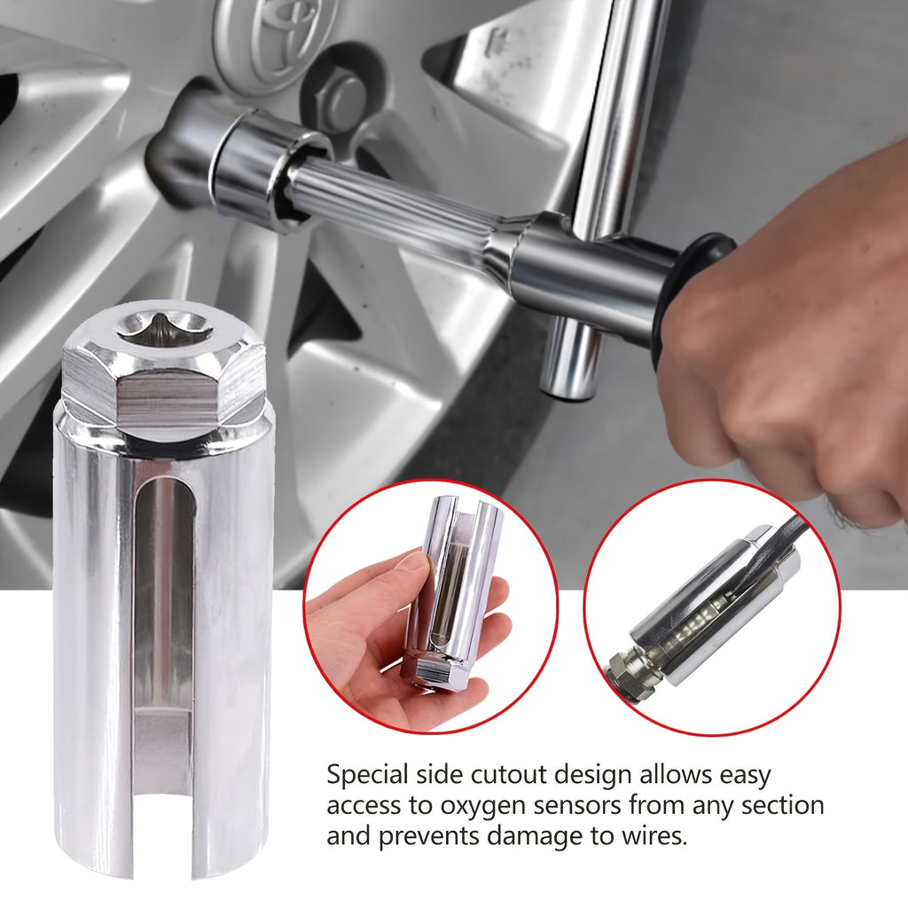 5-Piece Oxygen Sensor Removal Tool Set – O2 Sensor Socket Wrench Kit, 22mm Size for Removal, Installation & Maintenance, Auto Parts & Accessories