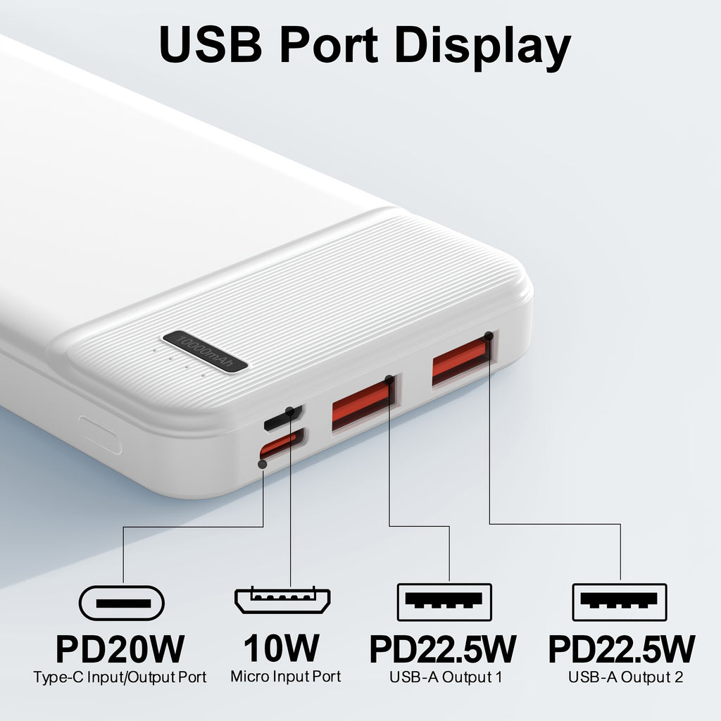 3-Pack Power Bank Portable Charger 10000mAh, PD 22.5W Battery Pack, Slim, Portable.(3 Packs)