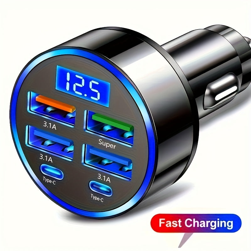 Set of 2 PD Chargers with USB Cable | Dual PD And Four USB Car Charger | Rapid Charging PD QC3.0, 60% Charge in Half an Hour - Universal Fast Charging for Different Devices | Contemporary Charging Hub | Sturdy Car Charging Station