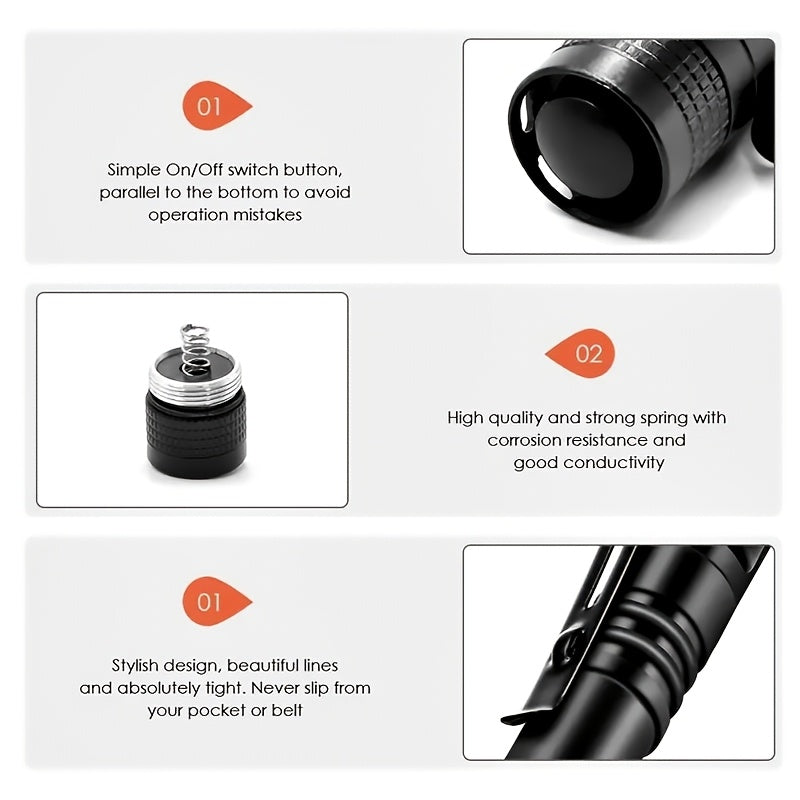 10pcs Mini Portable LED Pen Light, Ultra-Bright Handheld Flashlight, Pocket Flashlight for Camping & Outdoor Emergencies (AAA Batteries Not Included)