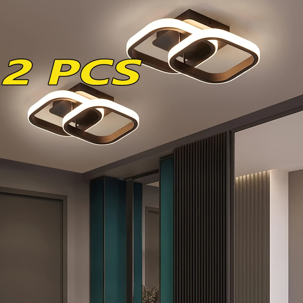 Premium creative square bedroom ceiling light, living room lighting fixture, modern minimalist European and American style three-color changing ceiling light, stylish double-sided ceiling light, energy-saving and durable