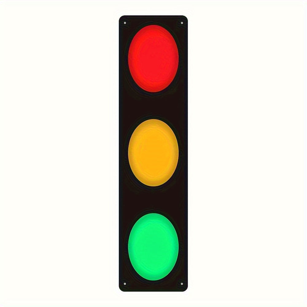 2D Flat Vintage Traffic Light Wall Decor, Red Yellow Green Signal Light, No Wiring Required, Heavy Duty Metal Structure Indoor Outdoor Decoration, Traffic Sign Ornament for Home Office Cafe Party, Halloween Christmas Festival Decor