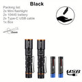 2 Pack Mini Zoom High-Brightness Pen Light, Palm-Sized LED Flashlight, Type-C USB Rechargeable Portable Night Light & Emergency Light, Pocket-Sized Magnetic Flashlight for Women's Bags, Outdoor Camping