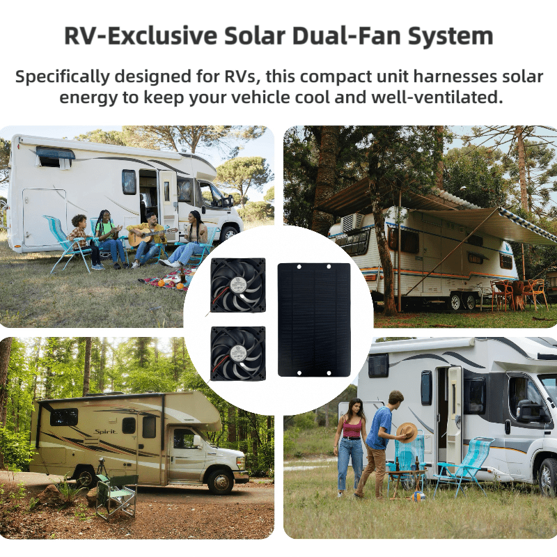 Solar Panel Dual Fan Combo, Light Energy Driven Efficient Heat Dissipation, Suitable for Outdoor, Car and Other Scenes, Create a Comfortable Cooling Experience