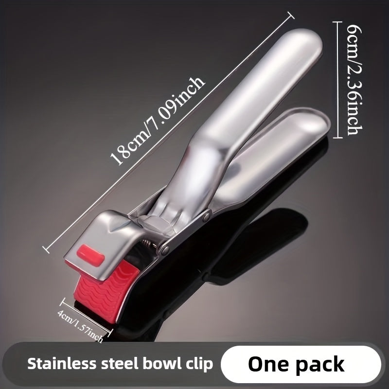 Stainless Steel Heat-Resistant Clip | Kitchen Bowl &amp; Steamer Tongs, High-Temperature Resistant, Ergonomic Handle - Lightweight &amp; Easy to Use, for Air Fryer, Steamer, Oven | Essential Kitchen Cooking Tool