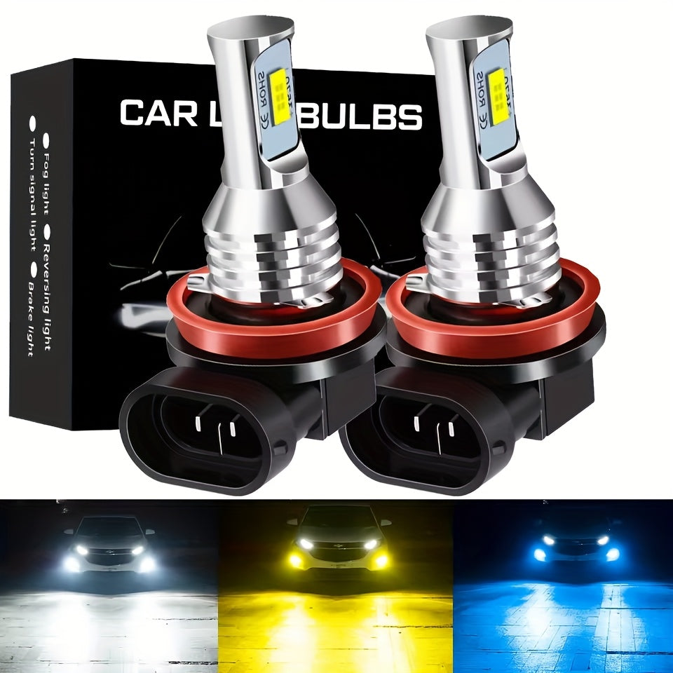 2-Pack H8 H9 H11 H16 LED Car Headlight Fog Light 6000K White 12V High/Low Beam Bulb Super Bright Driving Light, No Battery Included