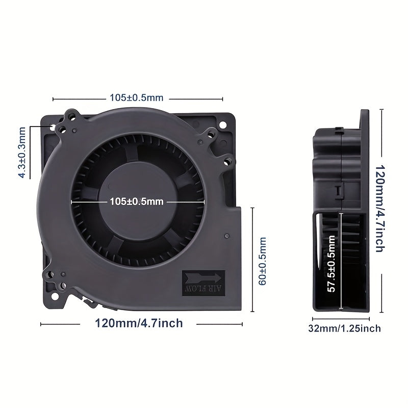 1pc 120mm x 32mm Blower Fan, 2-Pin Cooling Fan for PC, Small Appliances & Electronic Equipment
