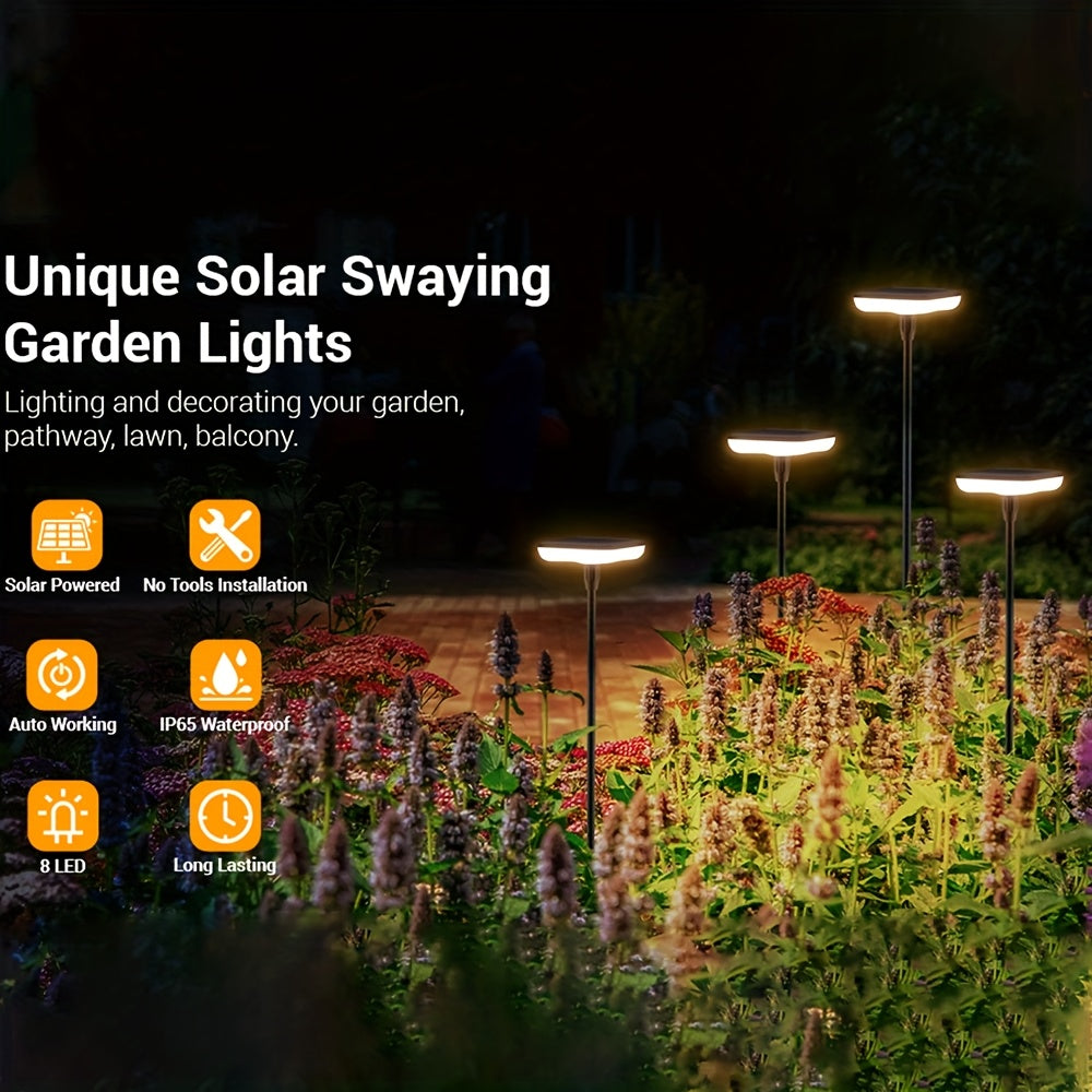 4/8-Piece - LED Solar Light, Outdoor LED Lawn Atmosphere Light, Solar Powered, 1000mAh Battery Capacity, IP65 Outdoor Courtyard Light, Easy Installation, Suitable for Courtyard, Porch, Lawn, Garden Decoration