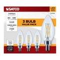 Satco S21366 4W B11 clear LED bulb, 2700K, candelabra base, 3-pack