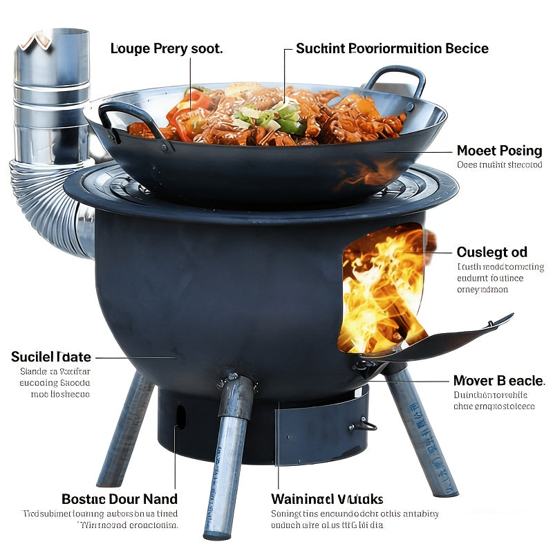 Large Wood Burning Stove, New Rural Multi-Functional Portable Wood Cooker for Iron Pot, Heating Stove