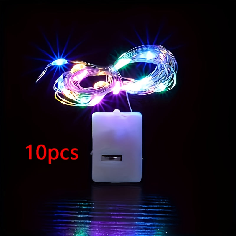 5-10股 78.74英寸 电池供电 LED 串灯，彩色闪烁灯，适用于室内外圣诞节和万圣节装饰，采用耐用塑料开关控制，不可充电纽扣电池