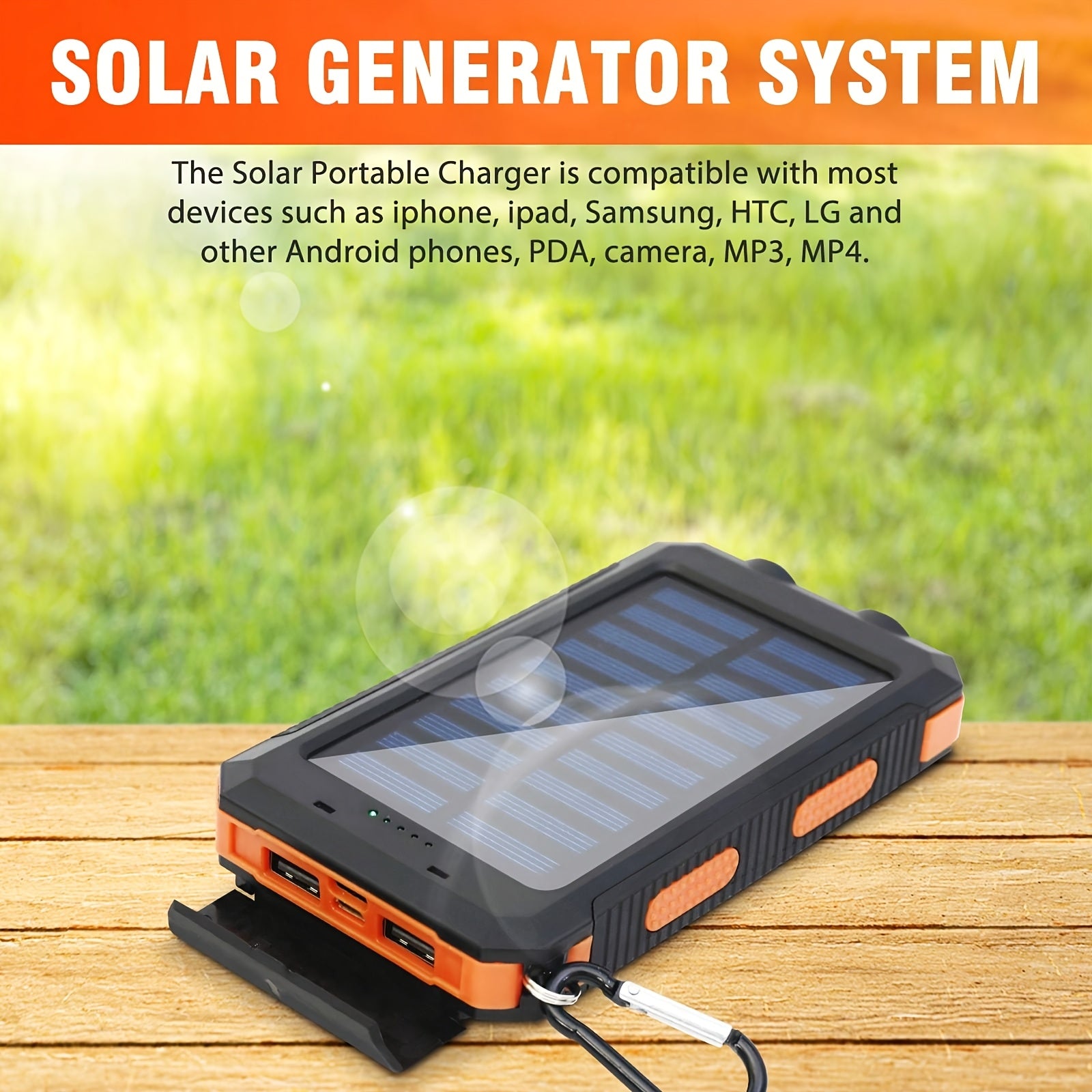 Portable Solar Mobile Phone Charger, Camping External Battery Charger for Mobile Phones, 2 USB/ LED Flashlights with Compass for Outdoor Activities, 19800/ 29800mAh Portable Solar Power Bank, the Best Gift for Festival