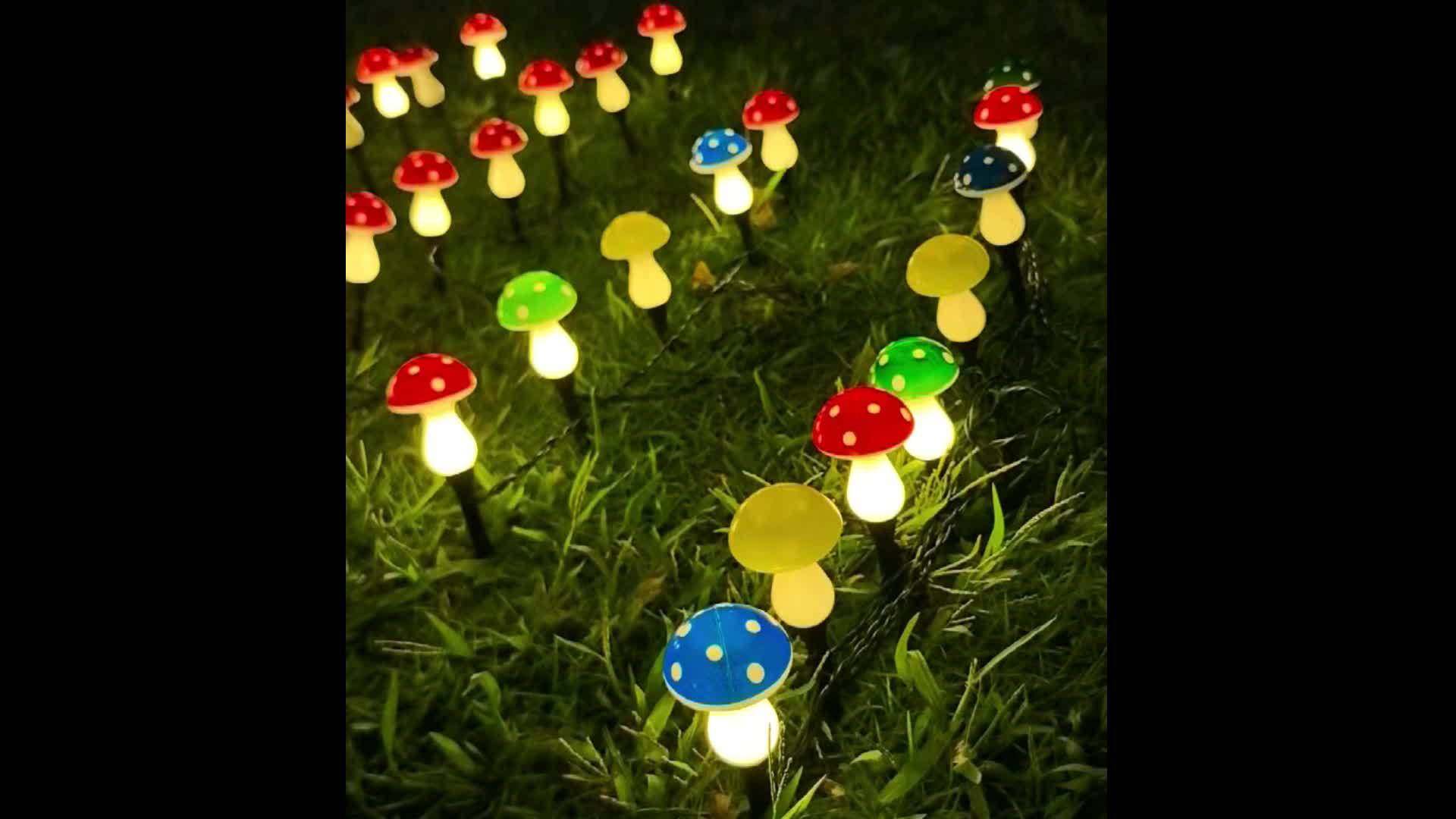 太阳能蘑菇灯户外花园装饰灯 支持调光，8LED蘑菇户外配件，8种模式太阳能圣诞装饰草坪灯，光源感应设计，适用于露营、庭院、花园、景观美化、后院及小径装饰