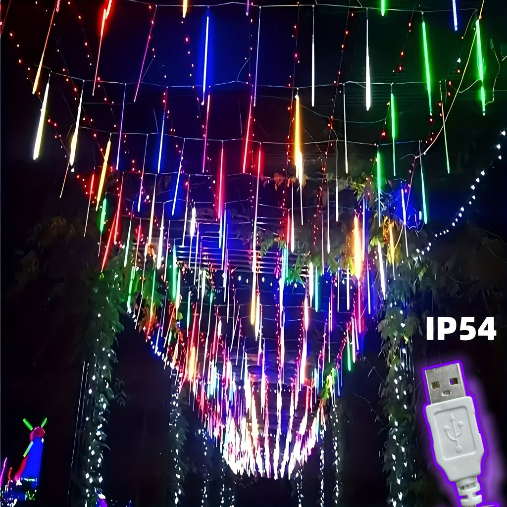 2026年新款USB LED流星灯 - 8管50CM/30CM，适用于婚礼、万圣节、新年、情人节、斋月、复活节等节日装饰，多种颜色可选，无需电池，季节性灯光，活动装饰，氛围照明，节能LED，多彩灯光，派对布置，家居装饰