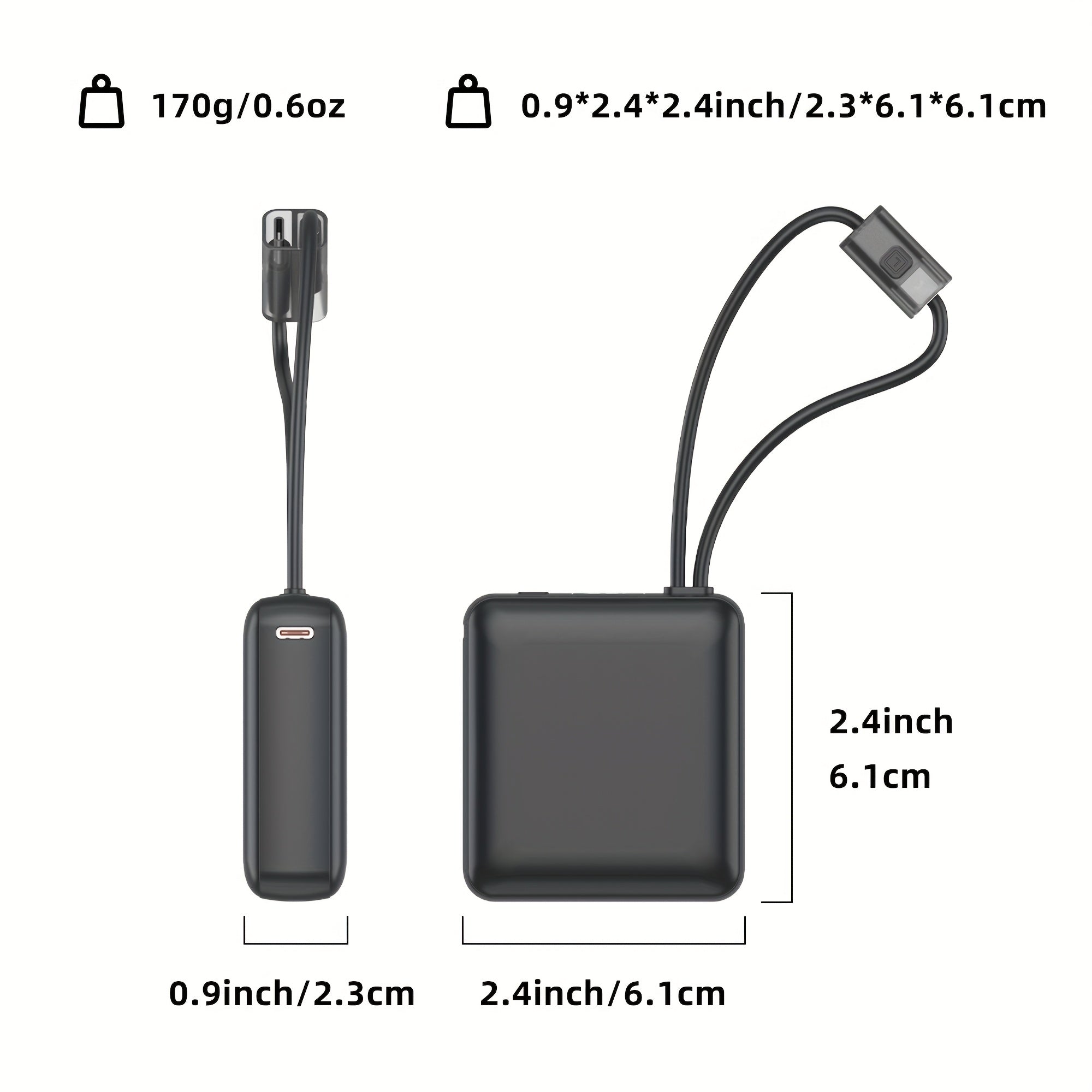 No Cables Needed, Fast Charging Anytime! 10000mAh Mini Power Bank, 22.5W High Power, Built-in Cables Compatible with Apple And Android Portable Charger (local Warehouse)