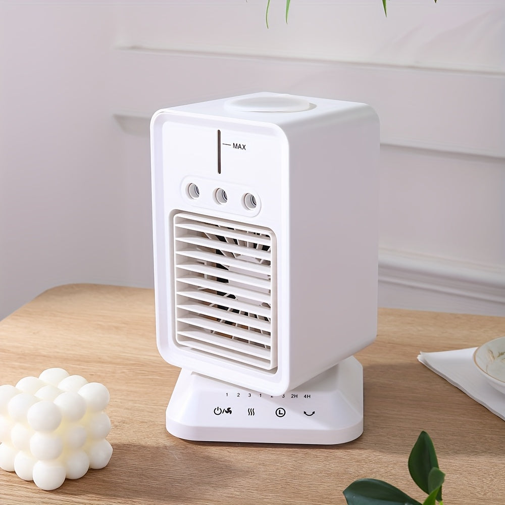 Mini Desktop Fan Spray Humidifying Oscillating Fan, USB Plug-in Touch Control Small Fan, 3 Speed Levels with Timing Function