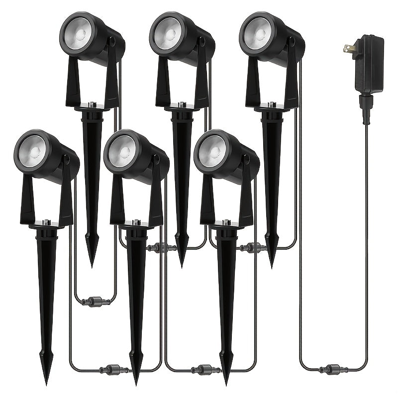 Outdoor landscape lighting low voltage LED spotlight, available in 4, 6, 8 or 10-pack, with transformer, exquisite design, warm white light color temperature 2700K, very suitable for courtyards, gardens and lawns