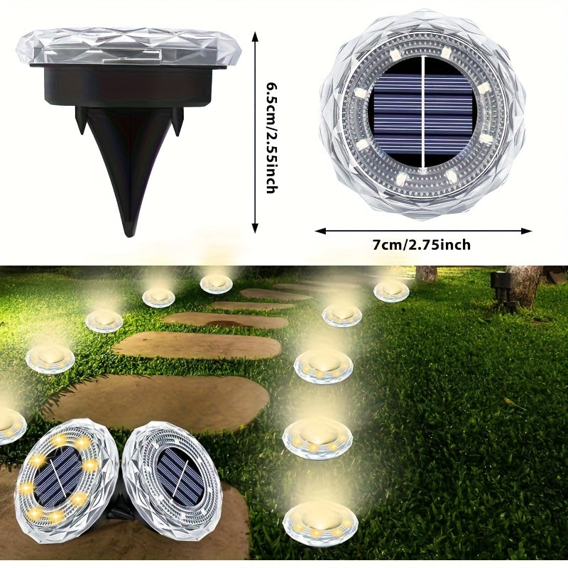 20 Pack Solar Ground Light Outdoor Waterproof Landscape Lighting, Stainless Steel Decorative Ground Light for Courtyard Path Lawn Garden Patio Driveway Walkway (Cool & Warm White Light), Garden Decoration, Path Lighting