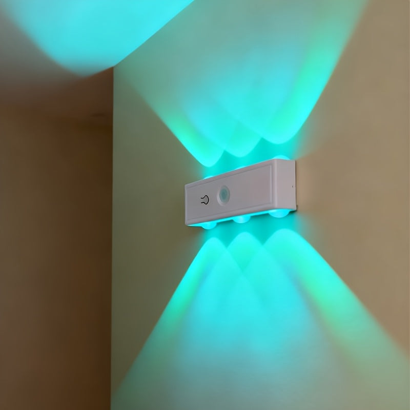 1pc Motion Sensor Night Light, Magnetic Wall Lamp, Detachable Wall Mounted Light with Adjustable Lens, Up and Down Lighting, USB Rechargeable LED Lamp, Wireless Stair Light, Indoor Wooden Wall Light for Closet Corridor Stairway