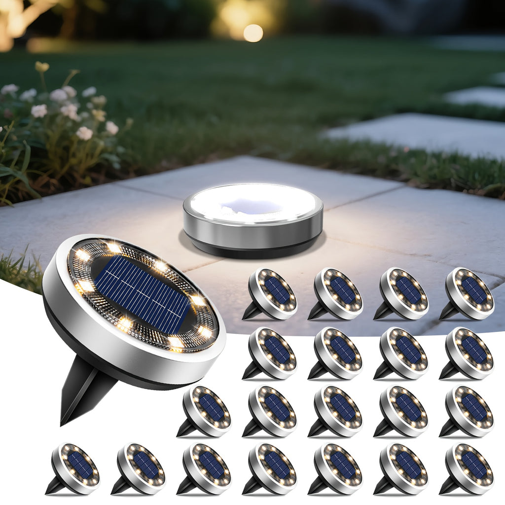 4/5/6/10/12/20pcs 8LED Super Bright Solar In-Ground Light (Regular/Mini Style) Outdoor IP44 Solar Powered Ground Light, Perfect for Garden, Backyard, Stairs, Pool, Walkway, Driveway, Pavement, Flower Bed, Auto On/Off, Easy Installation