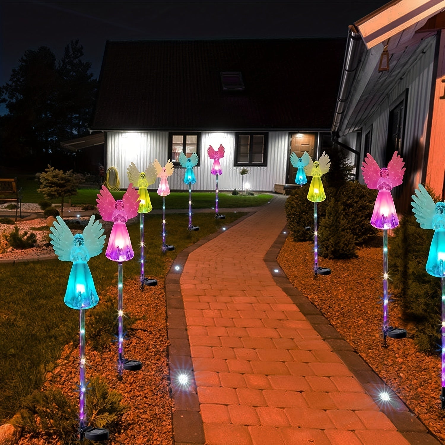 Solar Angel Light Outdoor Landscape Garden Courtyard Ground Insert Light 4-Pack IP65