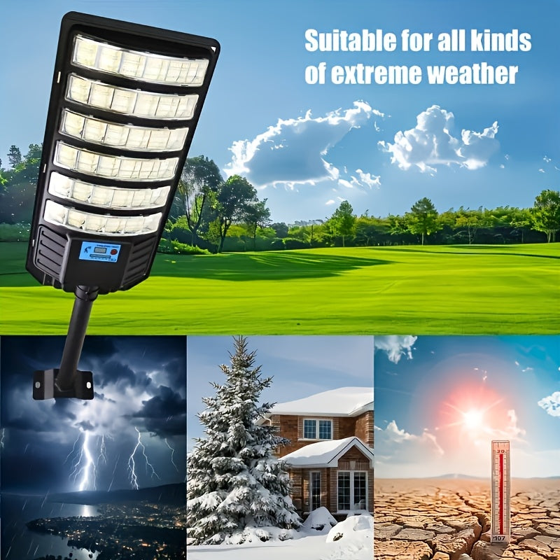 Outdoor Solar Street Light, Ultra-Bright LED Floodlight, Equipped with Motion Sensor and Remote Control, Designed for Security Lighting in Gardens, Courtyards, Pathways and Parking Lots, Energy Saving.
