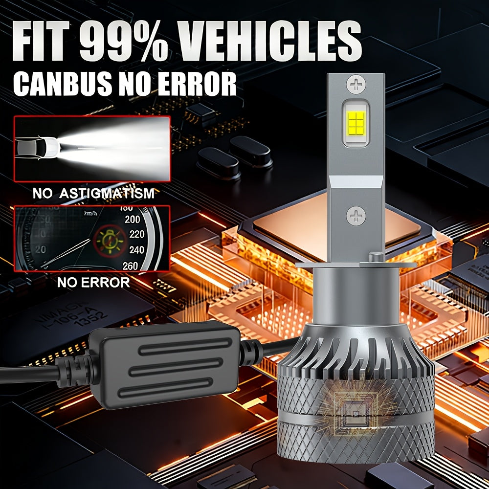 2PCS LED Car Headlights, Compatible with H1/H4/H11/H7, 9005/9006/9012 - 29800LM, 250W High/Low Beam, 6500K Cool White Light, 600% Brightness Increase, Plug-and-Play System, Built-in & External Driver, No Battery Needed