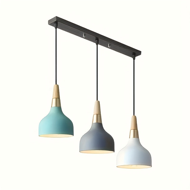 Modern minimalist design, detachable metal lampshade, hardwired rod, suitable for bedroom and dining room areas - includes mounting accessories, E26 base (bulb not included)