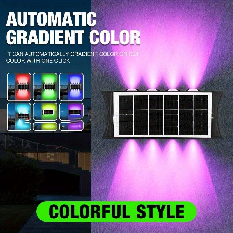 2-Pack Solar Wall Light, Outdoor Wall Washer Light, Courtyard Villa Exterior Wall Decoration. Suitable for Outdoor Patio, Garden, Lawn, Balcony, Christmas, Up and Down Wall Light, Hallway Decoration