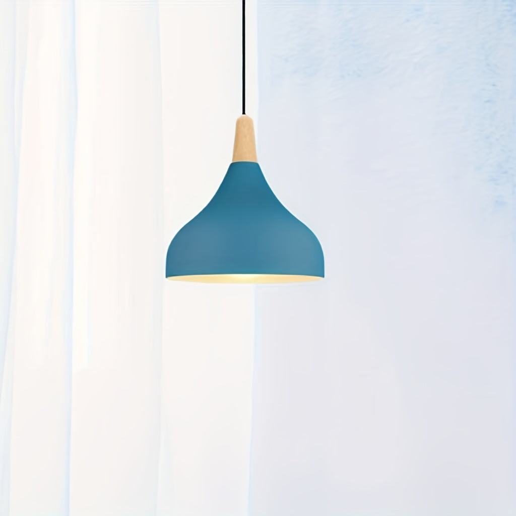 Pendant light vintage chandelier modern teardrop hat ceiling light metal wood pendant light suitable for bedroom, dining room, kitchen (bulb not included!!!)