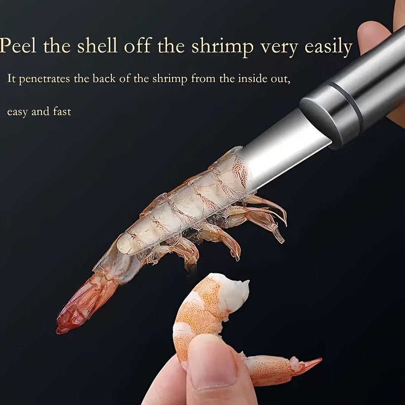 1 Piece Stainless Steel Shrimp Deveiner & Shell Remover Tool – Shrimp Cleaner & Peeler, Seafood Shell Cutter, Portable Shrimp Vein & Intestine Cleaner, Easy-Clean Kitchen Gadget for Lobster & Shrimp Preparation