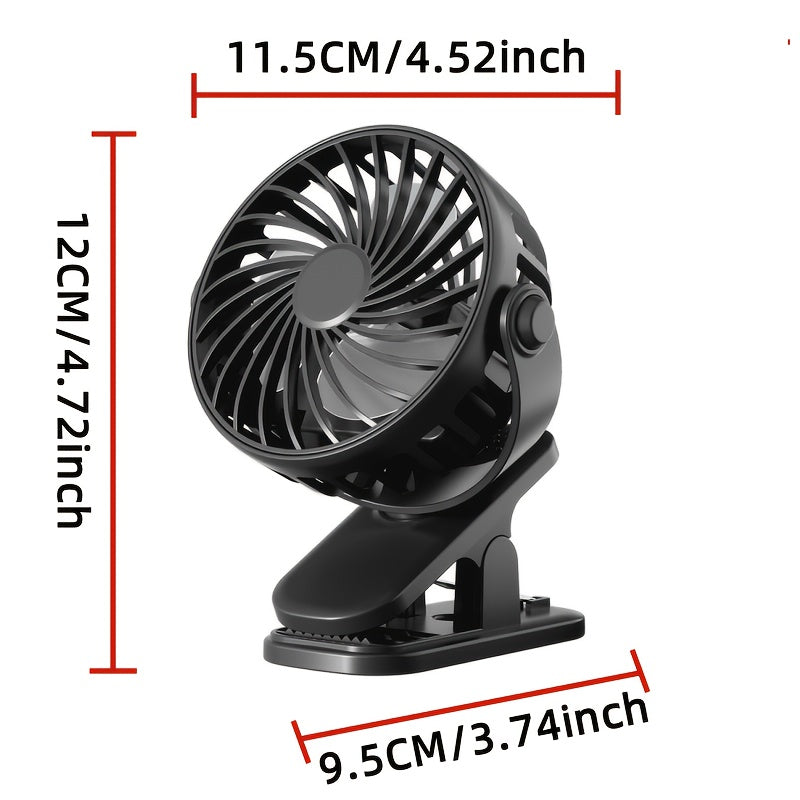 USB Rechargeable Mini Desktop Fan, Quiet 3-Speed Adjustment, Lightweight Portable, 360° Adjustable Angle, Personal Cooling Fan for Home, Car, Office, Dormitory, Camping and Travel