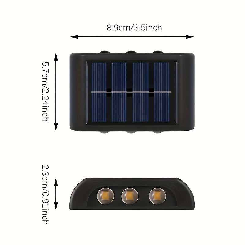 2-pack solar LED lights, outdoor solar spotlights, landscape balcony exterior wall decorative solar wall lights, outdoor exterior wall mounted lights, dusk to dawn, suitable for outdoor garden walls, pathway wall lights, warm/cool color optional